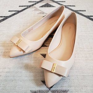 Cole Haan Leather Elsie Pointed Toe Bow Flats